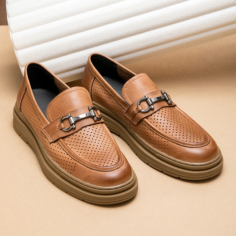 Calf Leather Loafers Classic Horsebit Loafer Cutout Design