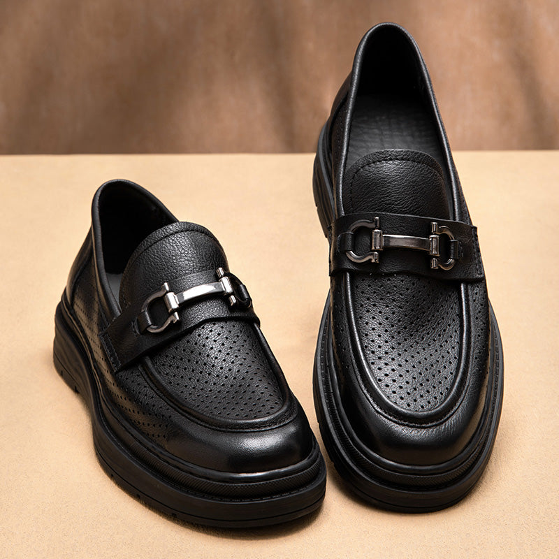 Calf Leather Loafers Classic Horsebit Loafer Cutout Design