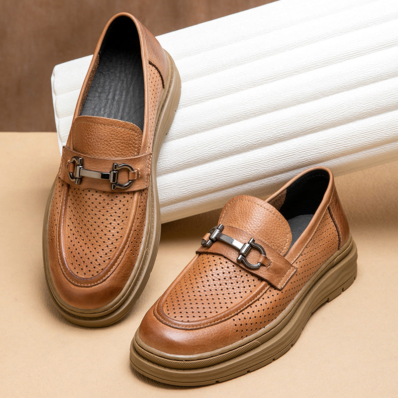 Calf Leather Loafers Classic Horsebit Loafer Cutout Design