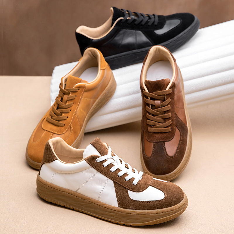 Calf Leather Sneakers – Anti-Slip Rubber Sole Lace Up Premium Comfort