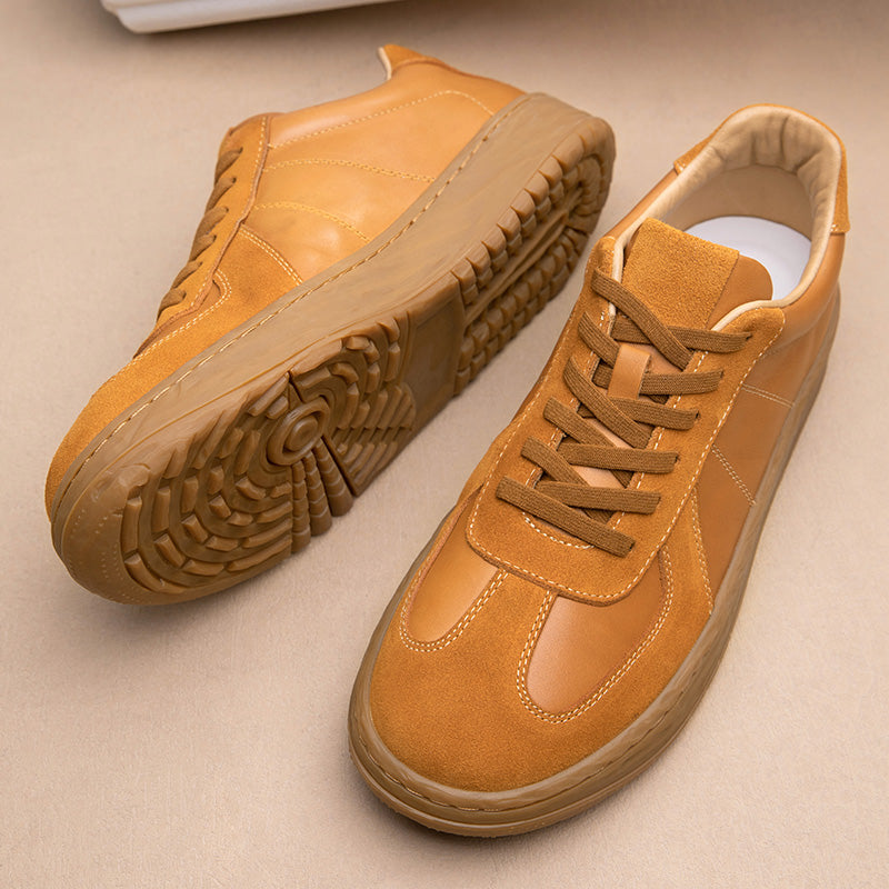 Calf Leather Sneakers – Anti-Slip Rubber Sole Lace Up Premium Comfort