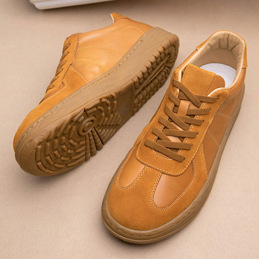 Calf Leather Sneakers – Anti-Slip Rubber Sole Lace Up Premium Comfort