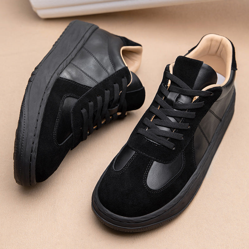 Calf Leather Sneakers – Anti-Slip Rubber Sole Lace Up Premium Comfort