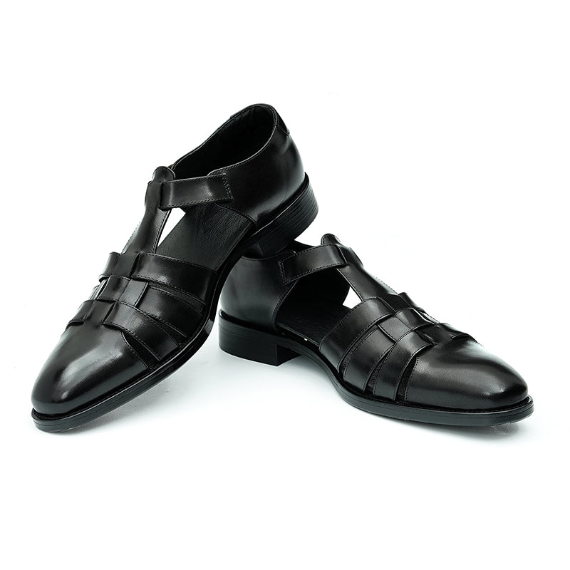 Calfskin Men's Leather Sandals Men Leather Shoes British Style