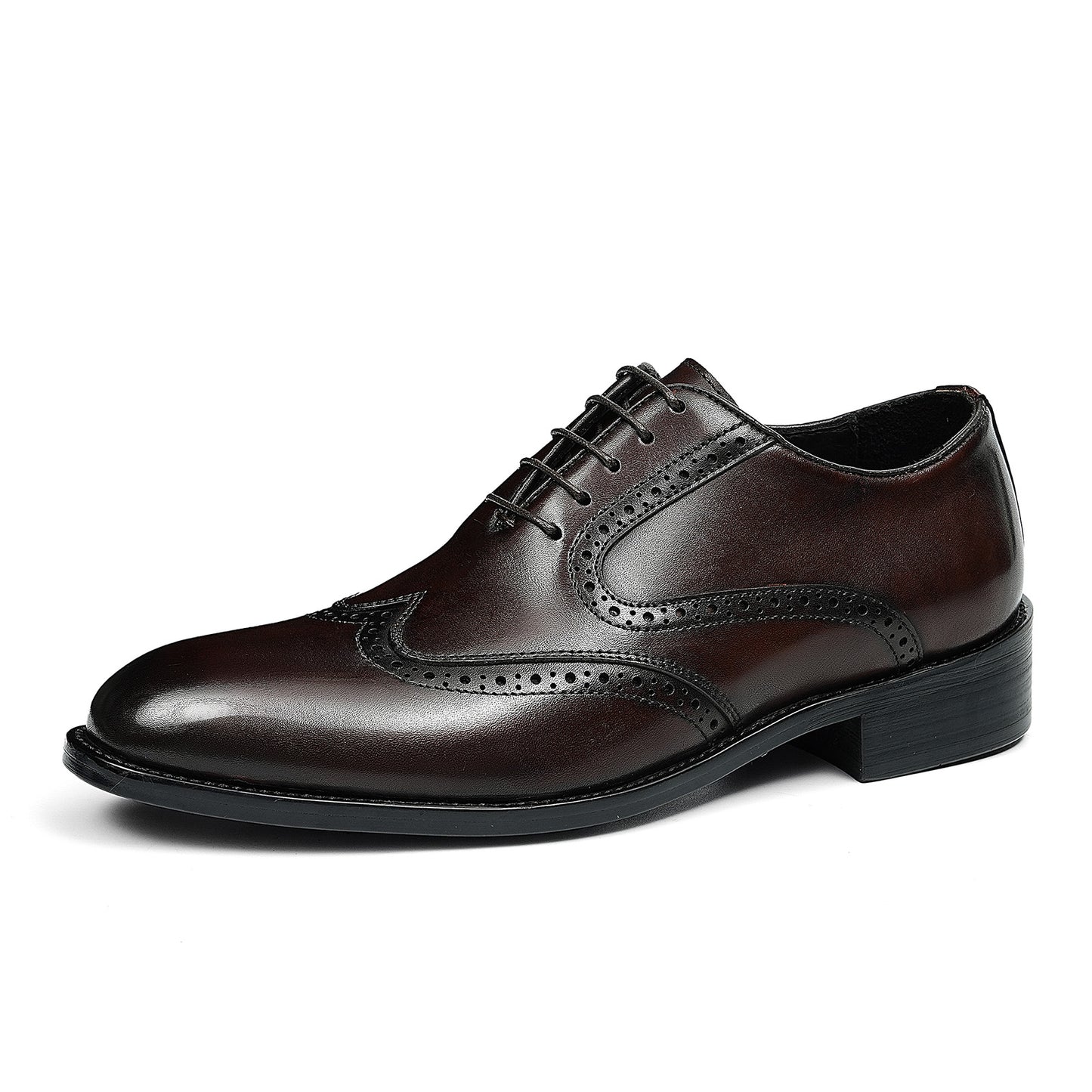Men's Classic Wingtip Brogue Oxfords | with Glossy Finish &Sculpted Edges