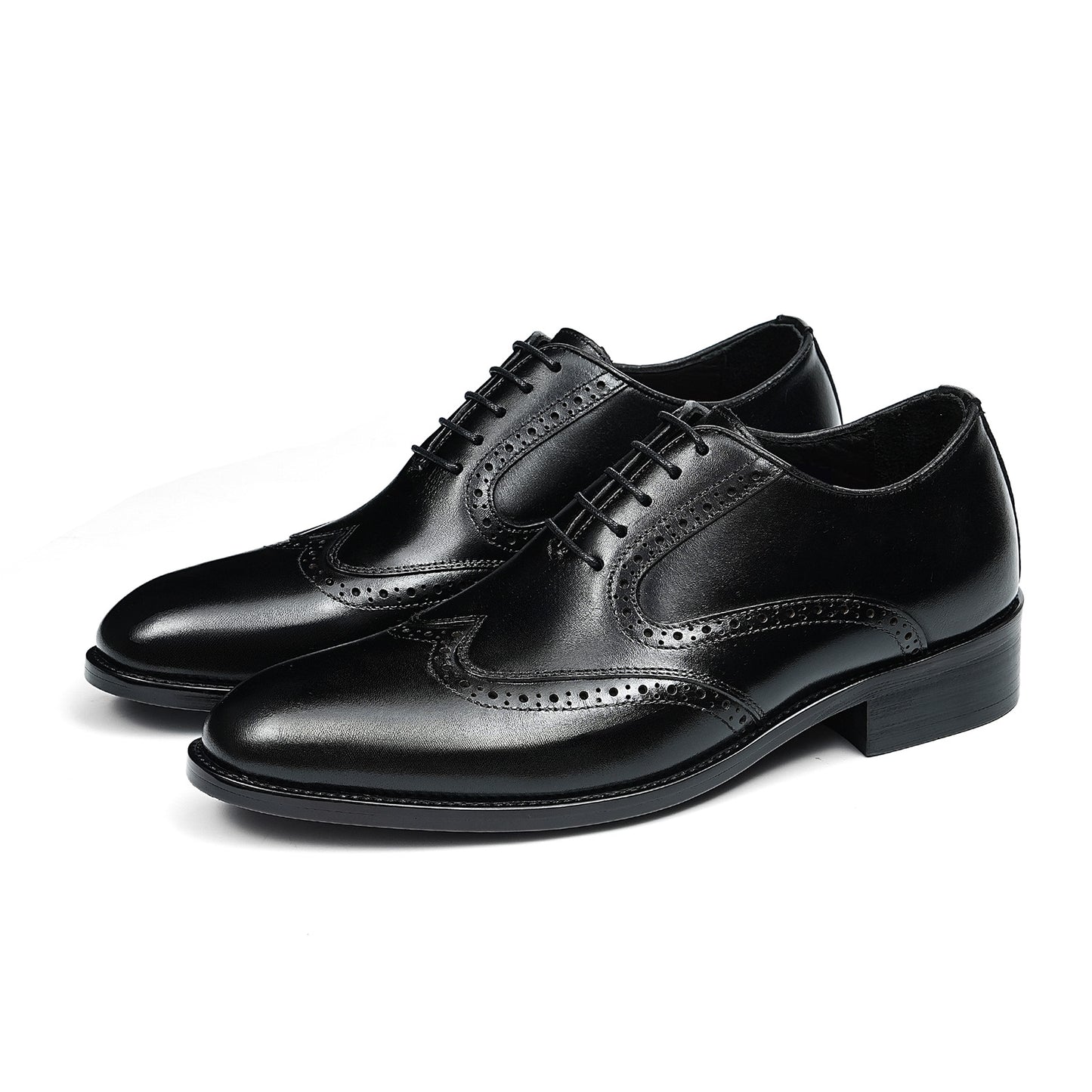 Men's Classic Wingtip Brogue Oxfords | with Glossy Finish &Sculpted Edges