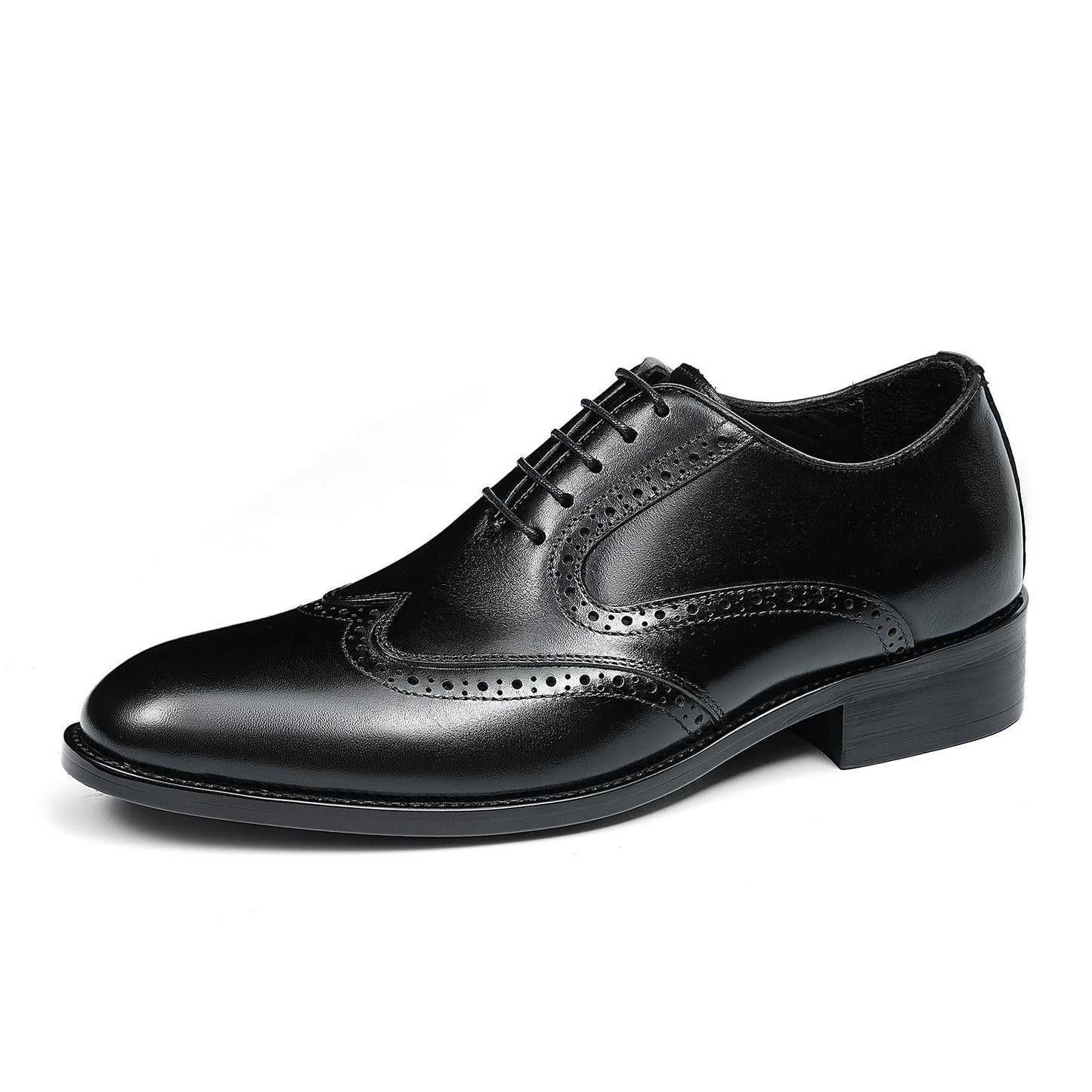 Men's Classic Wingtip Brogue Oxfords | with Glossy Finish &Sculpted Edges