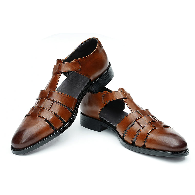 Calfskin Men's Leather Sandals Men Leather Shoes British Style