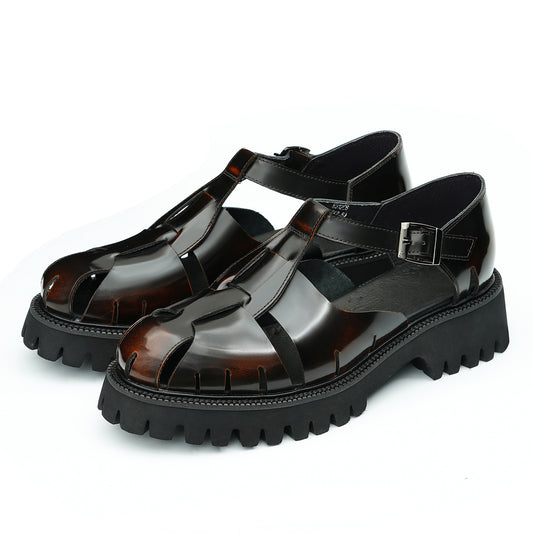 Calfskin Sandals Men Leather Shoes Roman Sandals