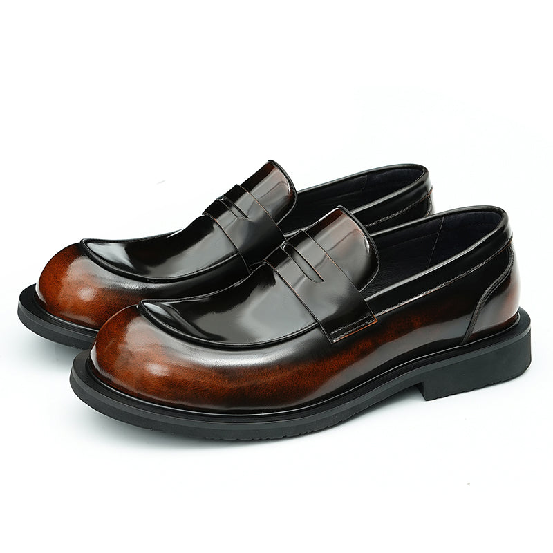 Calfskin Loafers Shoes Glossy Large Toe