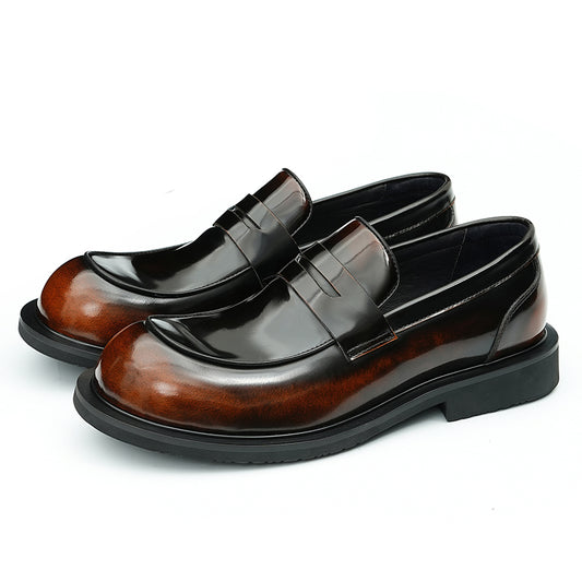Calfskin Loafers Shoes Glossy Large Toe