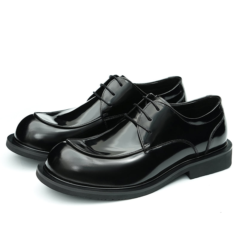 Calfskin Derby Shoes for Men Glossy Round Toe
