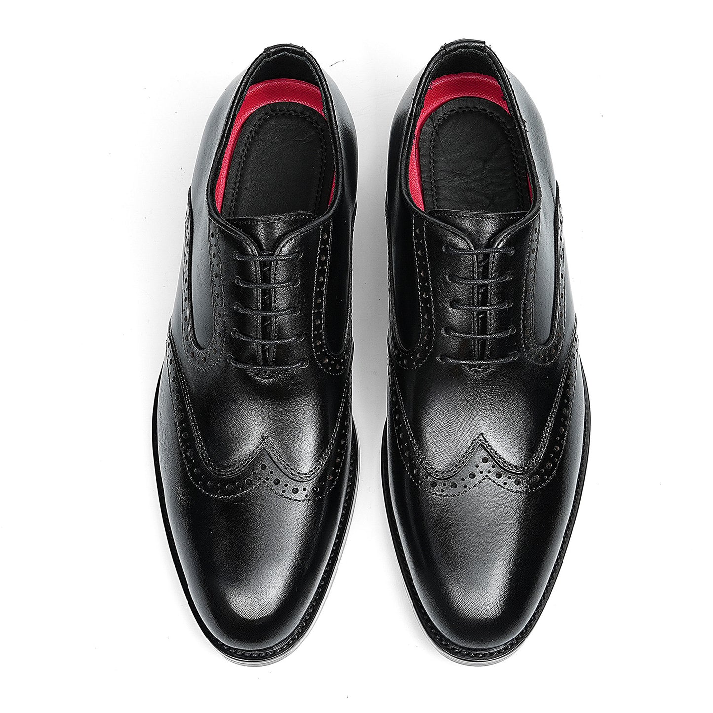 Men's Classic Wingtip Brogue Oxfords | with Glossy Finish &Sculpted Edges