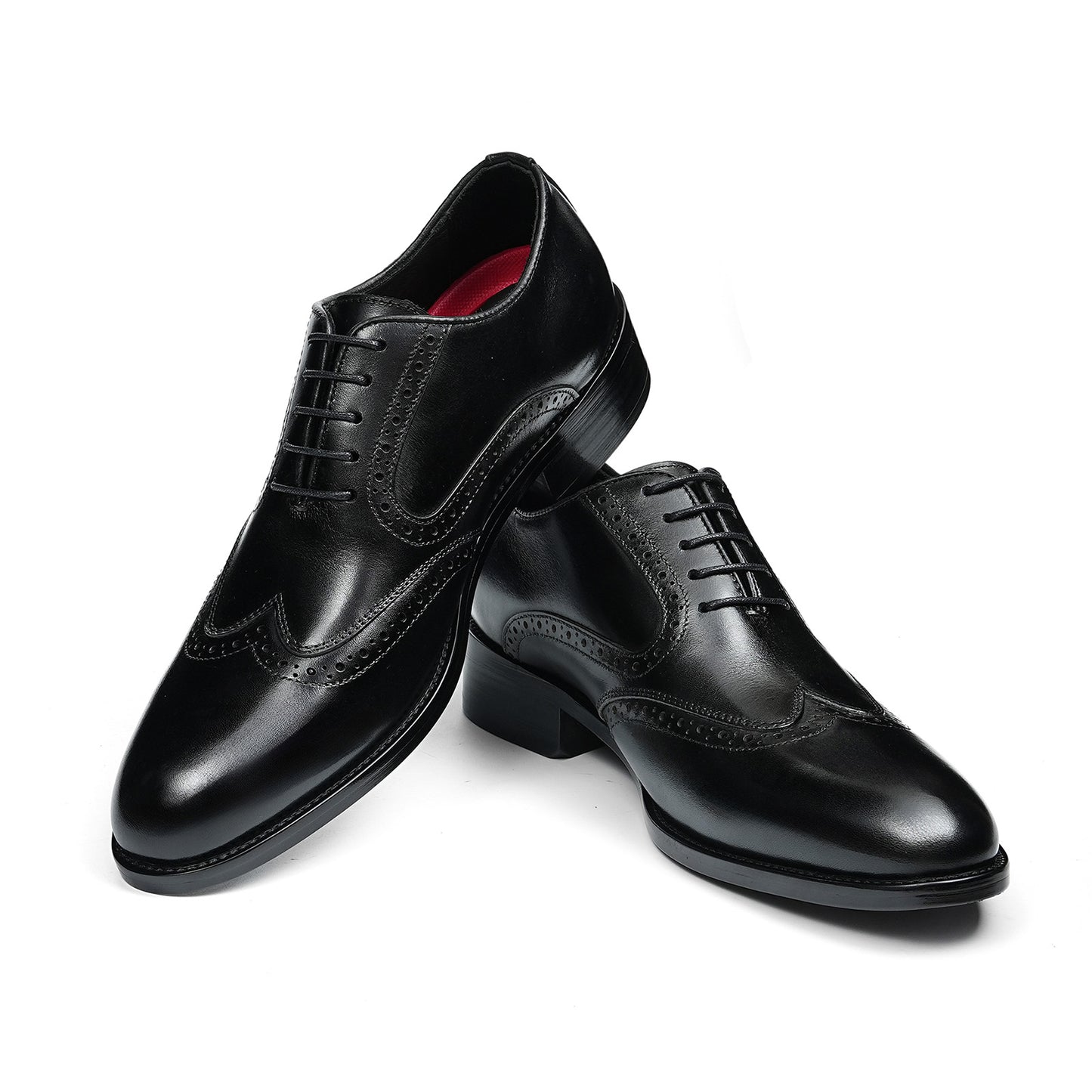 Men's Classic Wingtip Brogue Oxfords | with Glossy Finish &Sculpted Edges