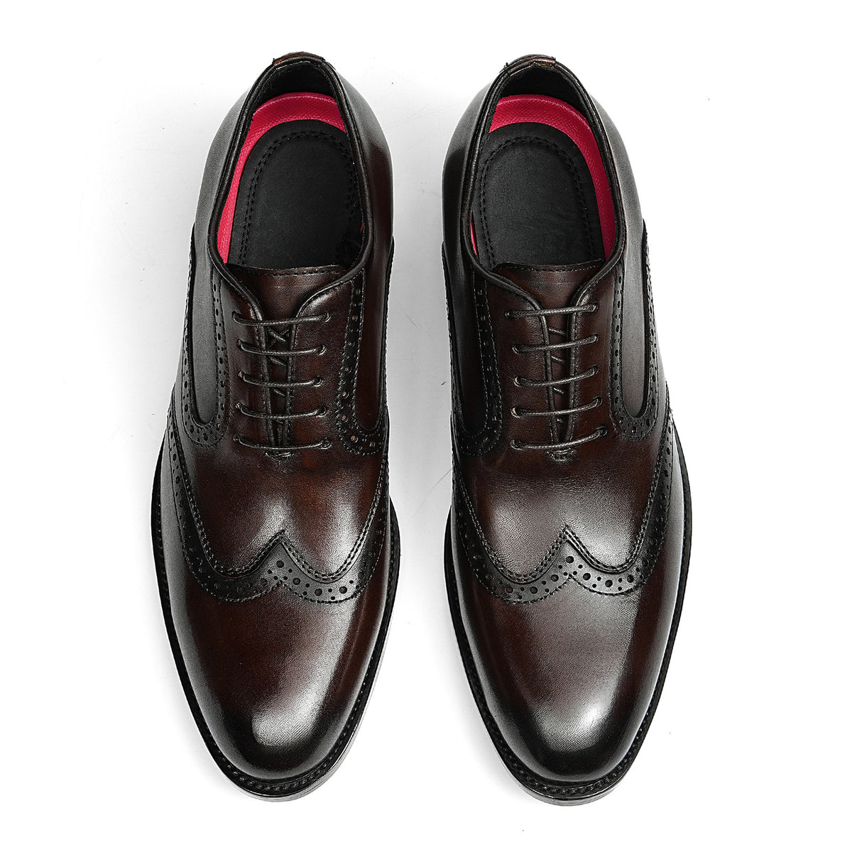 Men's Classic Wingtip Brogue Oxfords | with Glossy Finish &Sculpted Edges