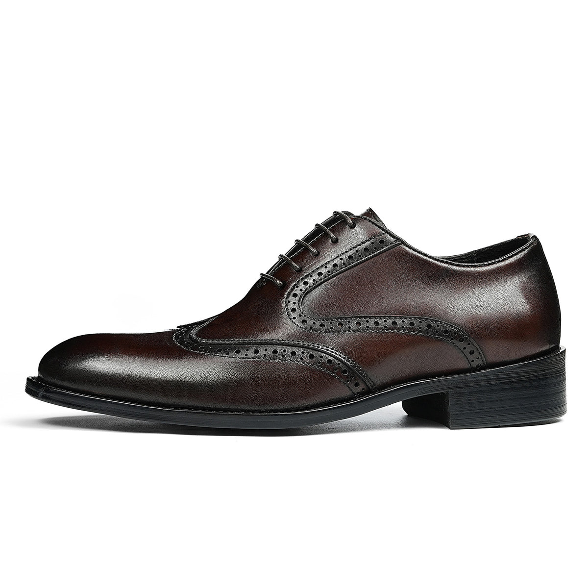 Men's Classic Wingtip Brogue Oxfords | with Glossy Finish &Sculpted Edges