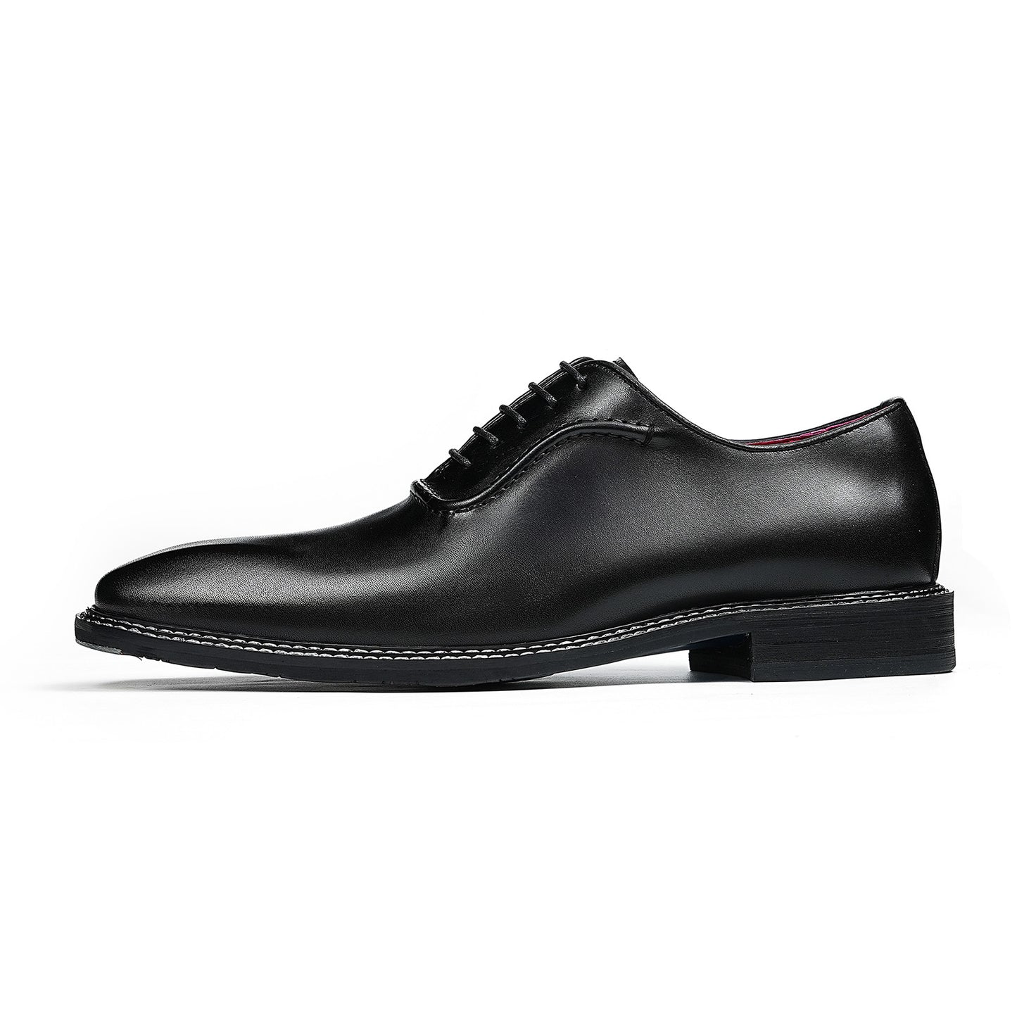 Men's Classic Glossy Lace-Up Oxfords | with Contrast Stitching & Vivid Lining