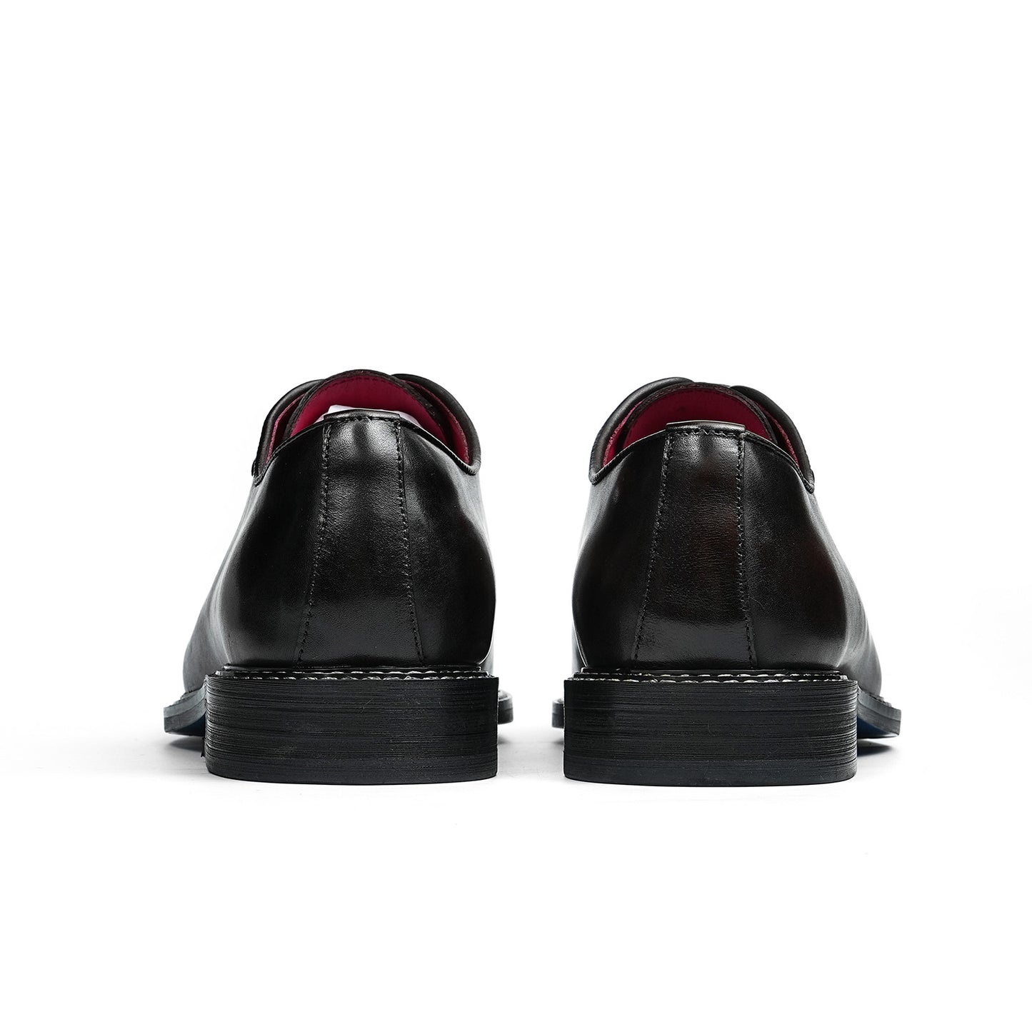 Men's Classic Glossy Lace-Up Oxfords | with Contrast Stitching & Vivid Lining