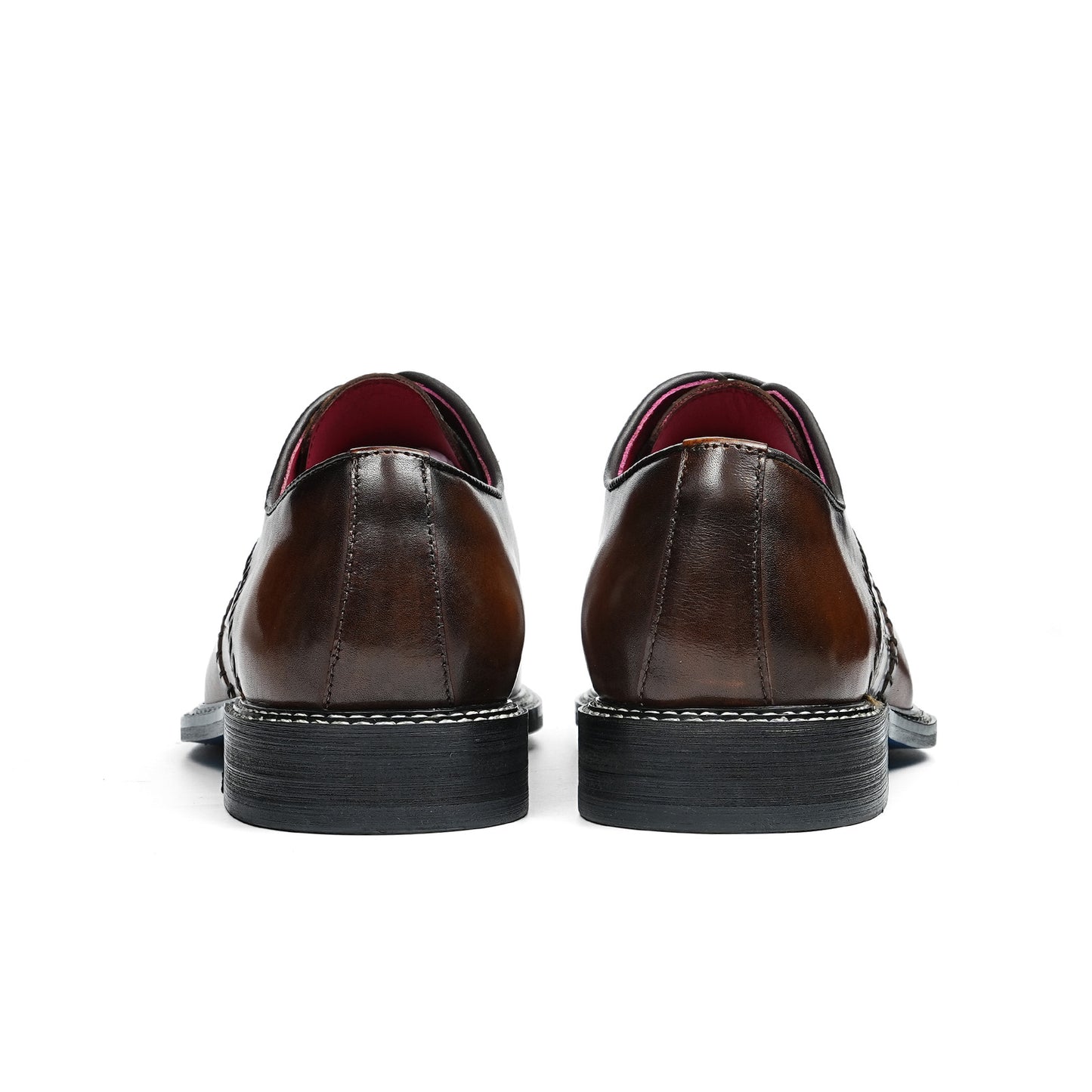 Men's Sleek Lace-Up Oxfords | with Woven Side Detail & Glossy Finish