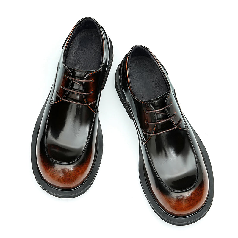 Calfskin Derby Shoes for Men Glossy Round Toe