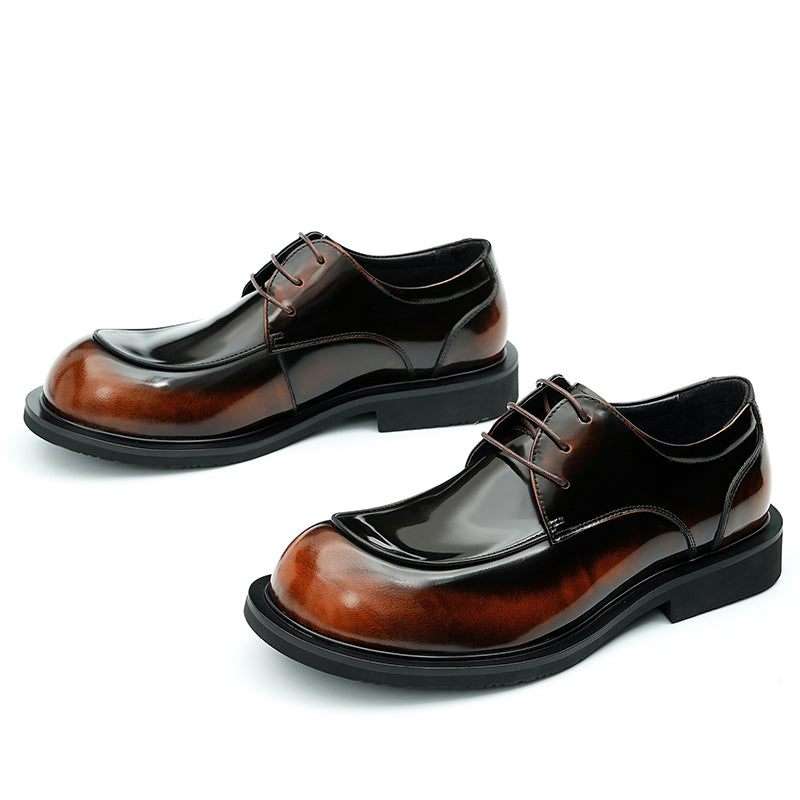 Calfskin Derby Shoes for Men Glossy Round Toe