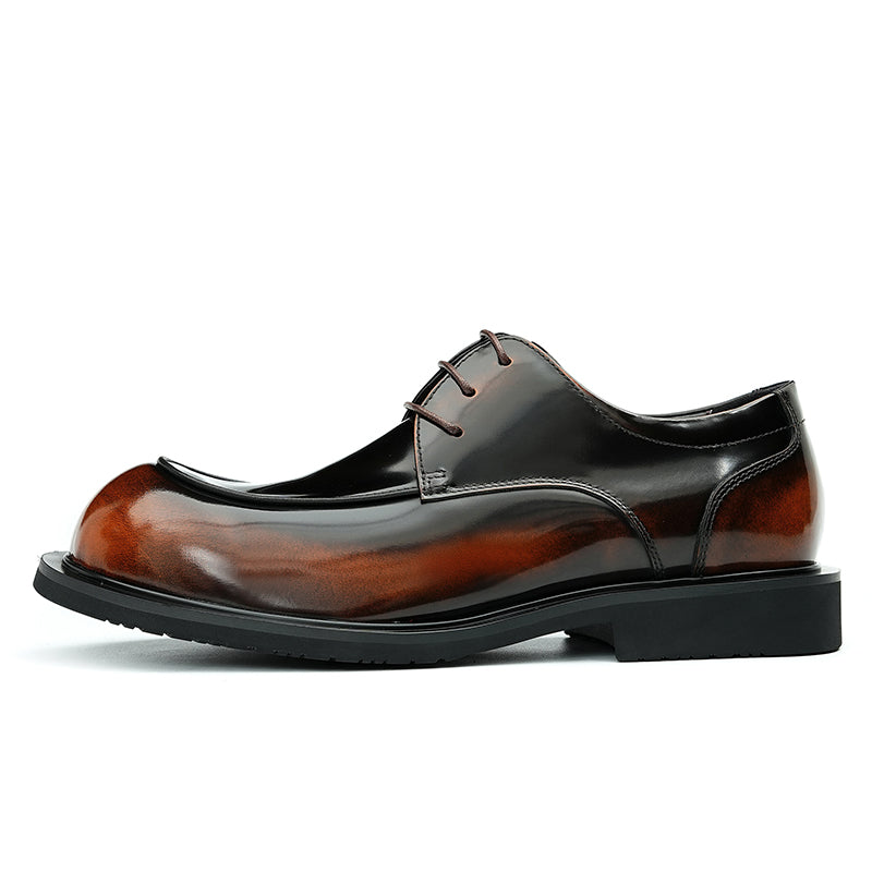 Calfskin Derby Shoes for Men Glossy Round Toe