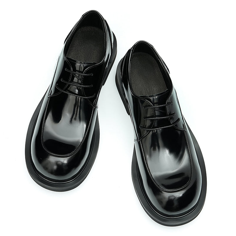 Calfskin Derby Shoes for Men Glossy Round Toe