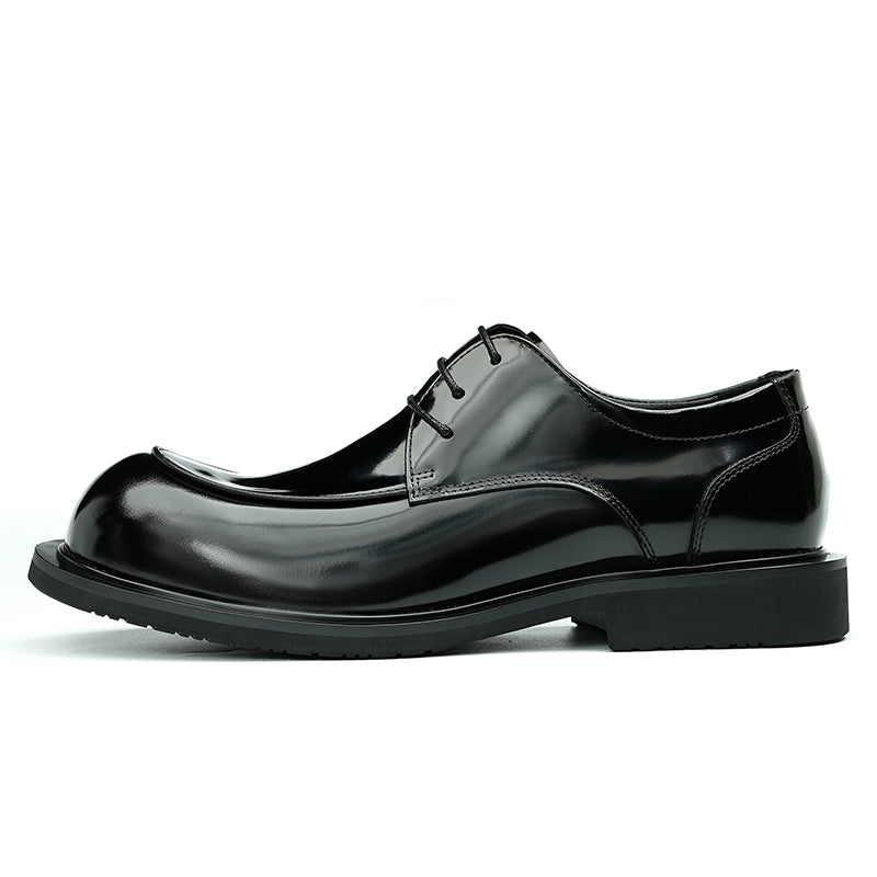 Calfskin Derby Shoes for Men Glossy Round Toe