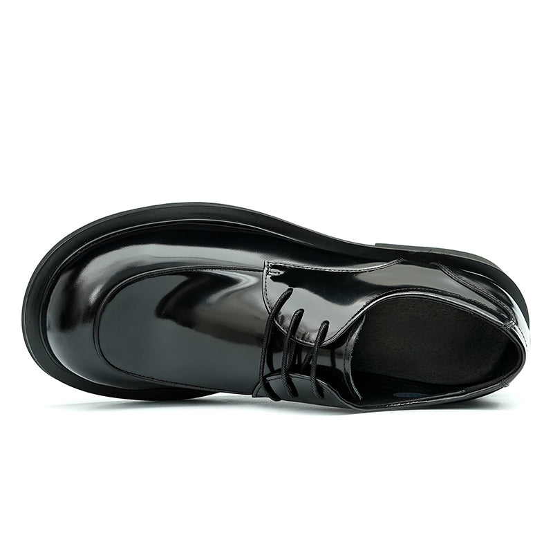Calfskin Derby Shoes for Men Glossy Round Toe
