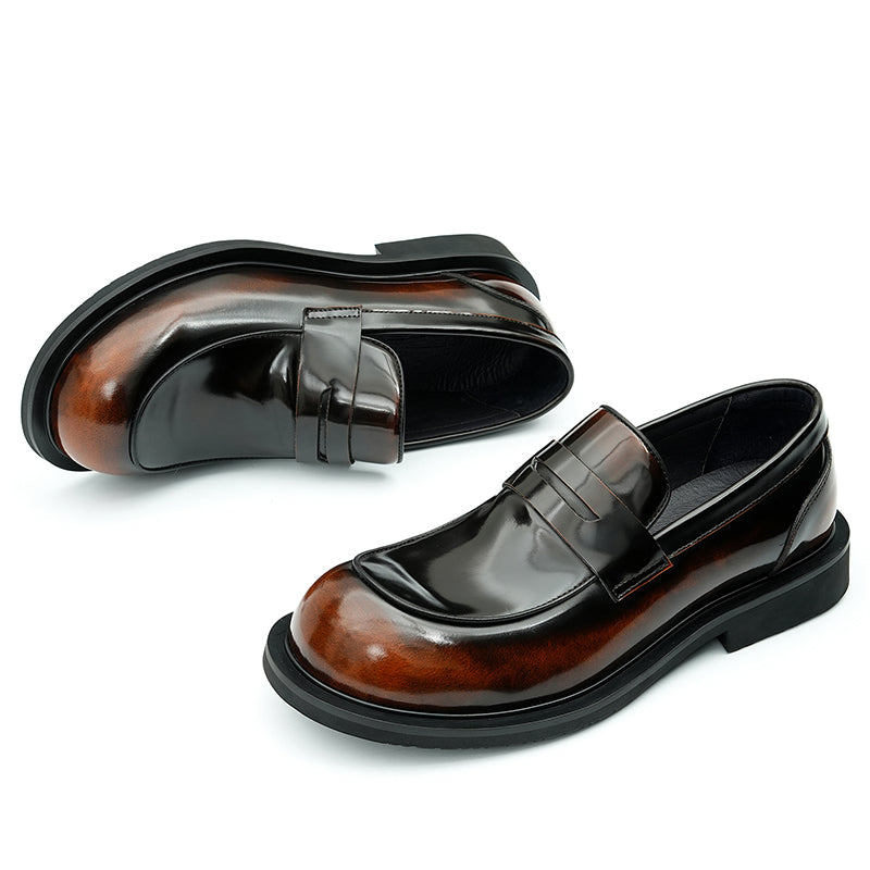 Calfskin Loafers Shoes Glossy Large Toe