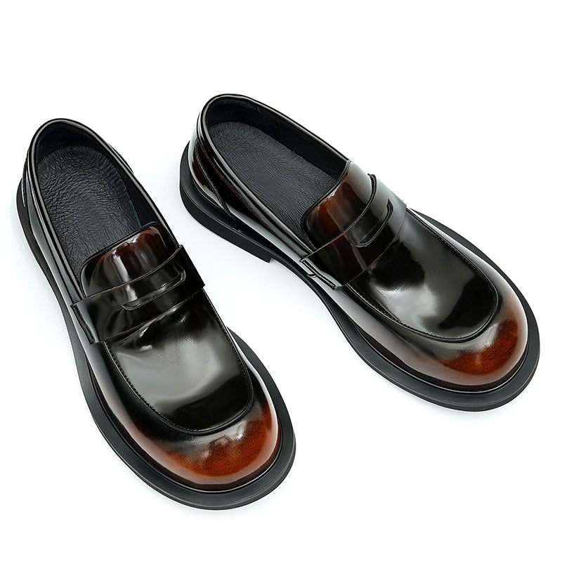 Calfskin Loafers Shoes Glossy Large Toe