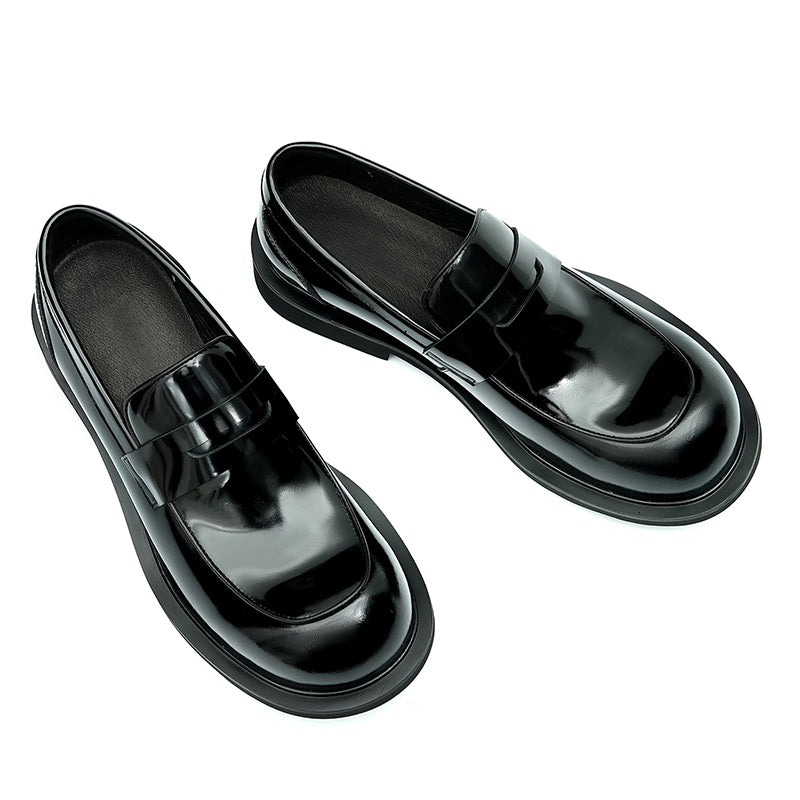 Calfskin Loafers Shoes Glossy Large Toe