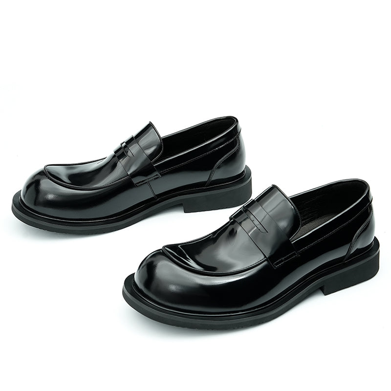 Calfskin Loafers Shoes Glossy Large Toe