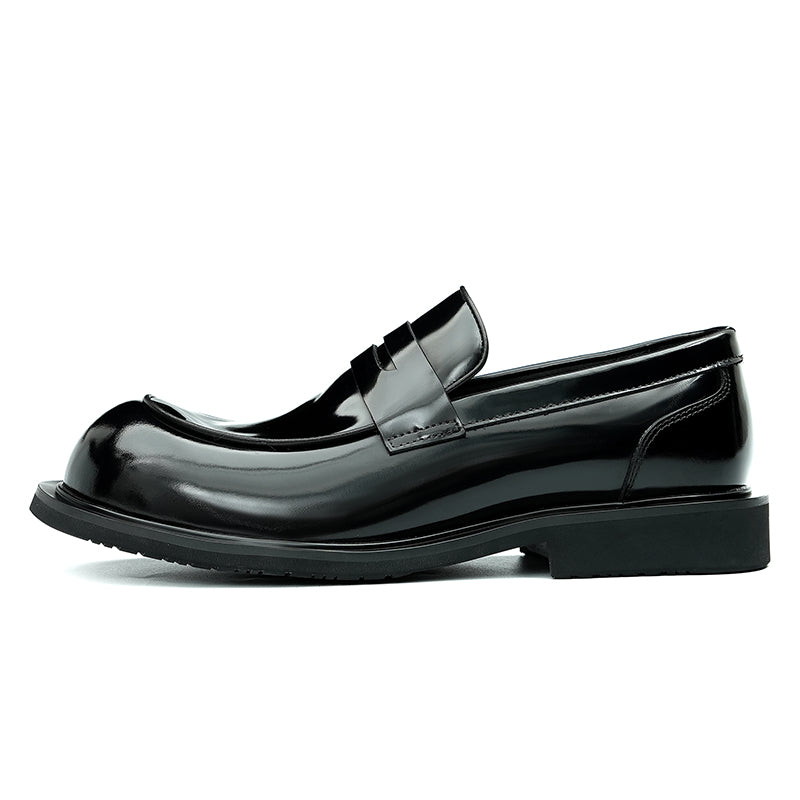 Calfskin Loafers Shoes Glossy Large Toe
