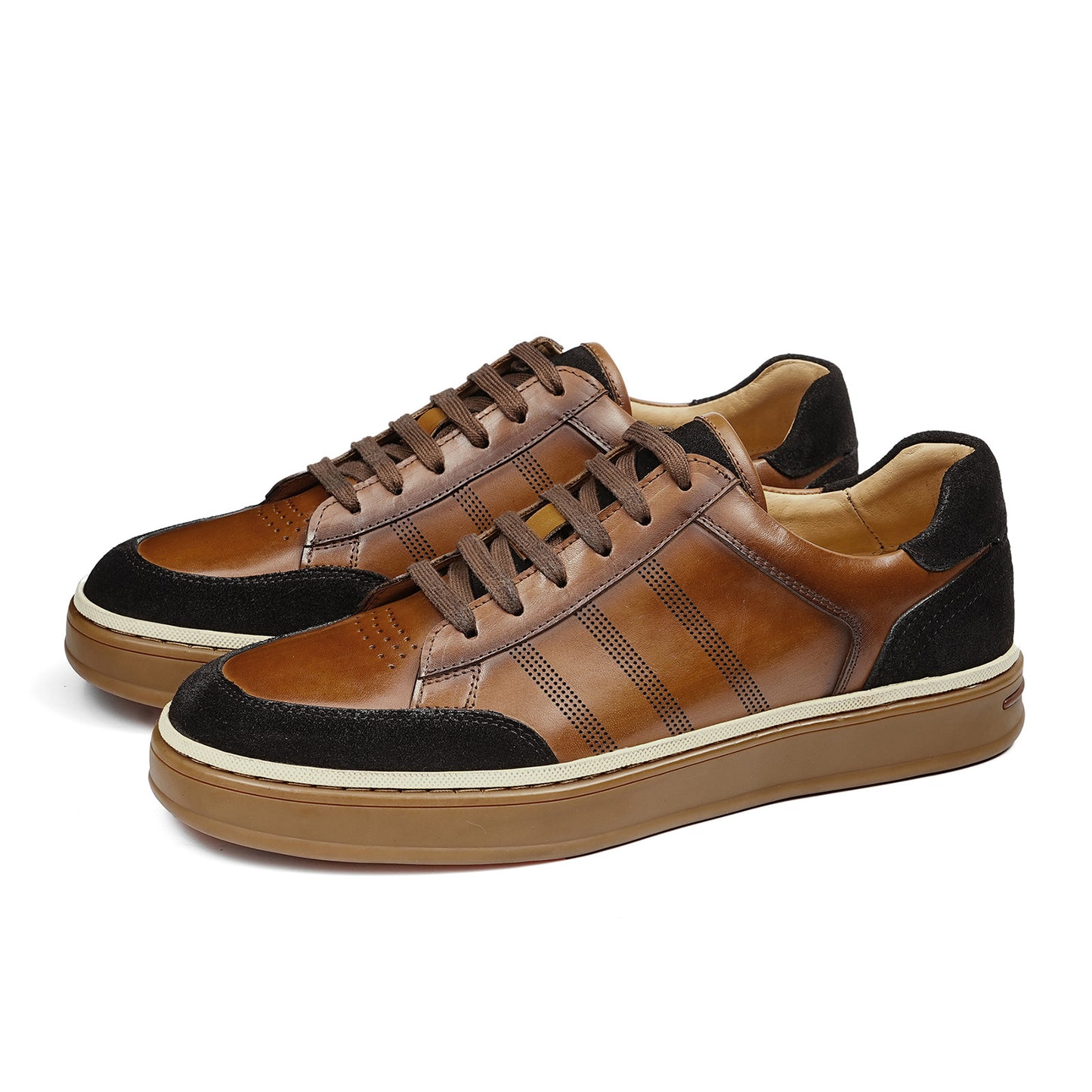 Men's Sneakers | Perforated Stripes & Contrast Heel