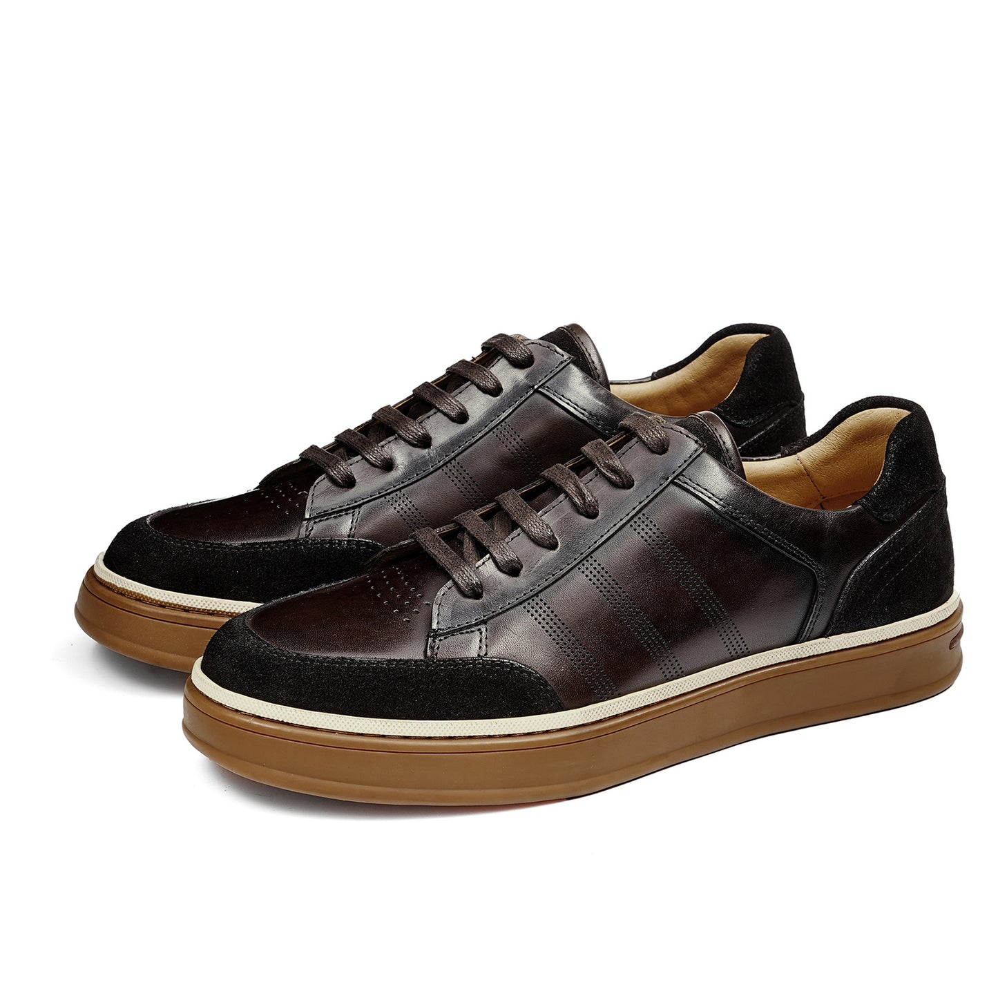 Men's Sneakers | Perforated Stripes & Contrast Heel