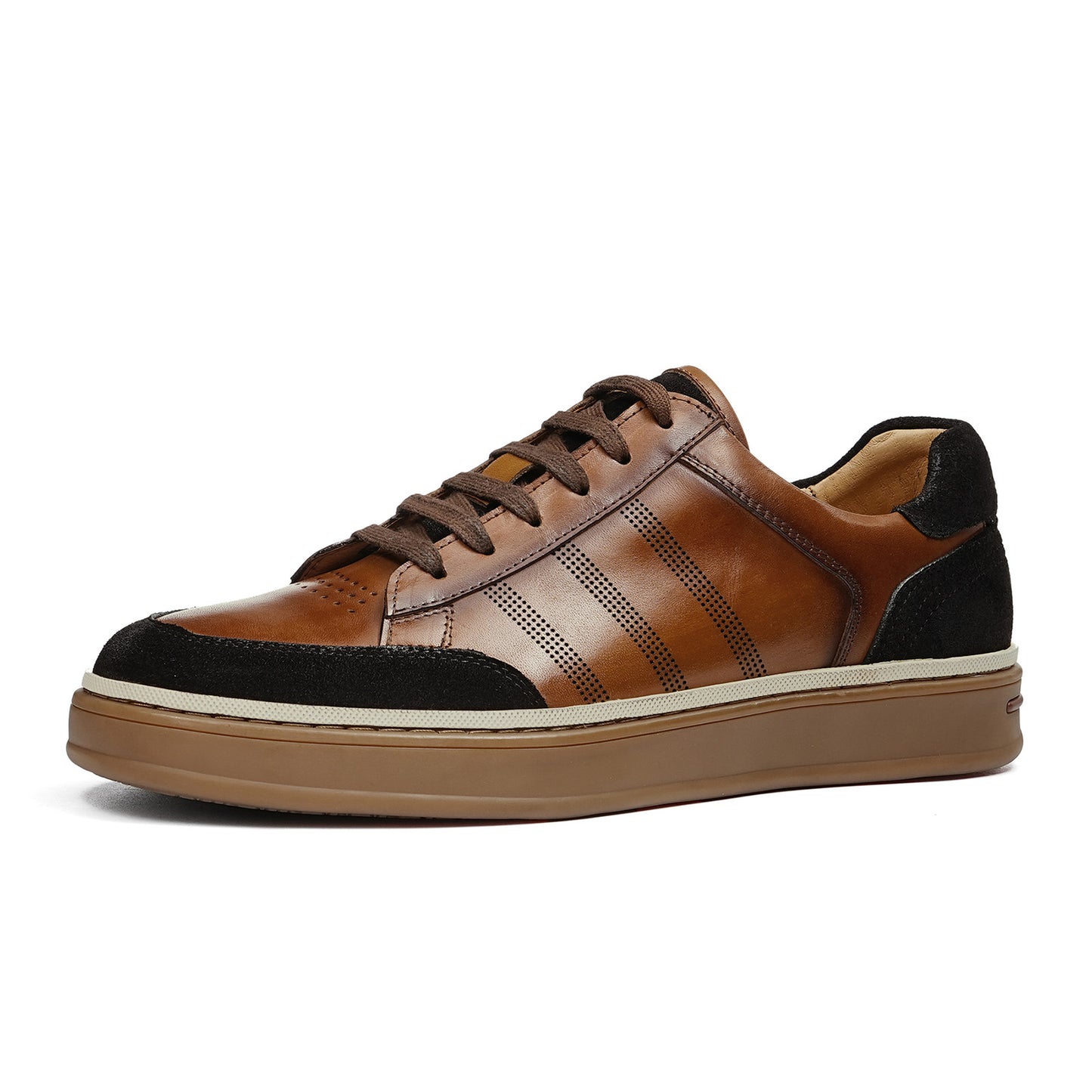 Men's Sneakers | Perforated Stripes & Contrast Heel