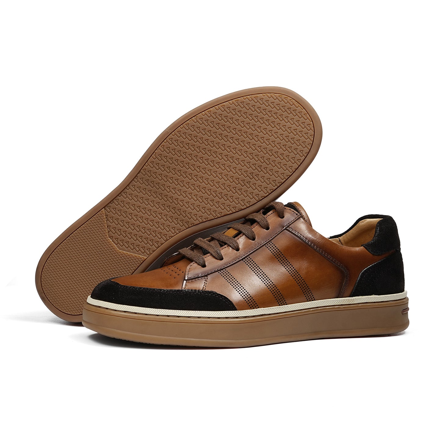 Men's Sneakers | Perforated Stripes & Contrast Heel
