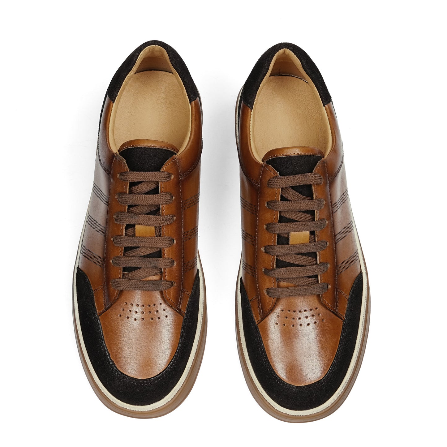 Men's Sneakers | Perforated Stripes & Contrast Heel
