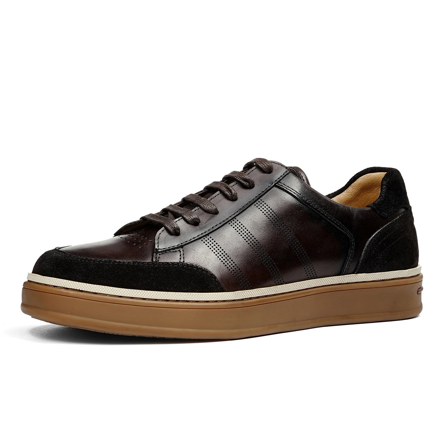 Men's Sneakers | Perforated Stripes & Contrast Heel