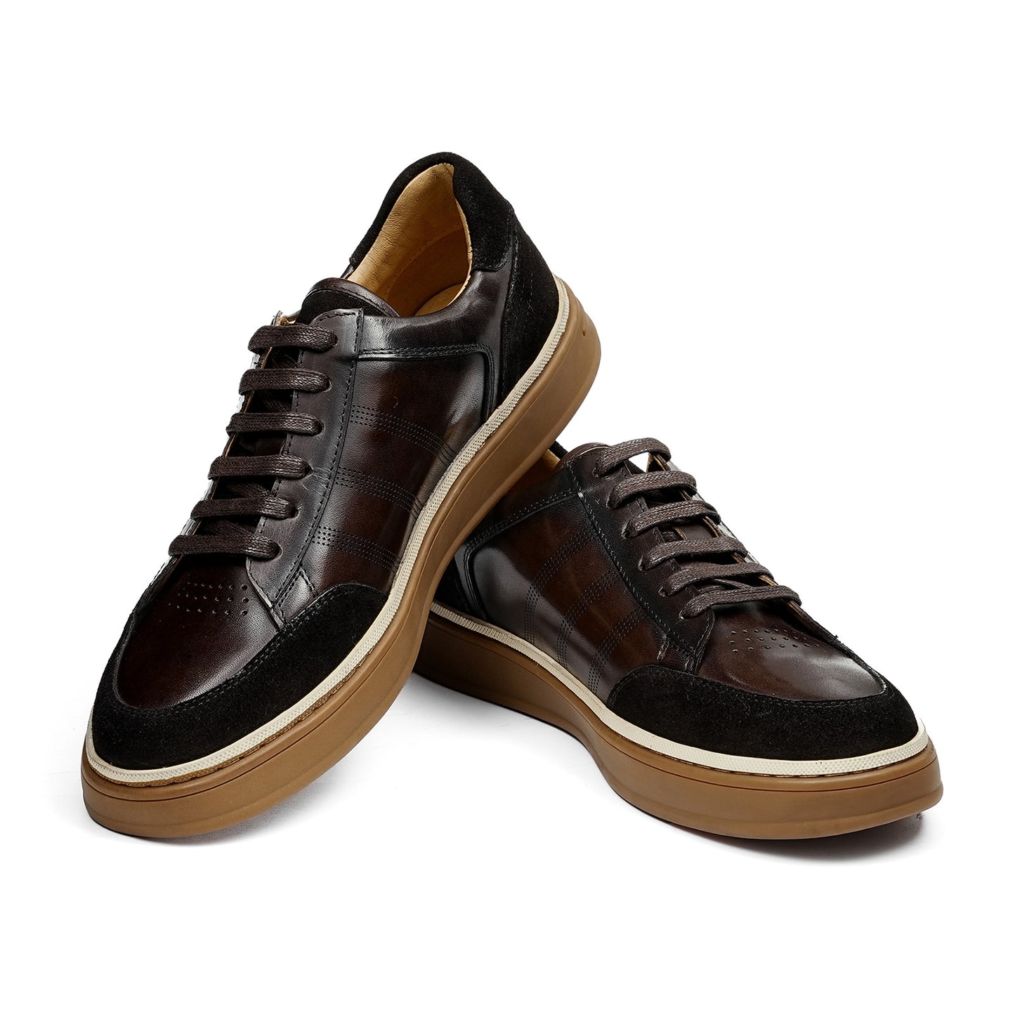 Men's Sneakers | Perforated Stripes & Contrast Heel