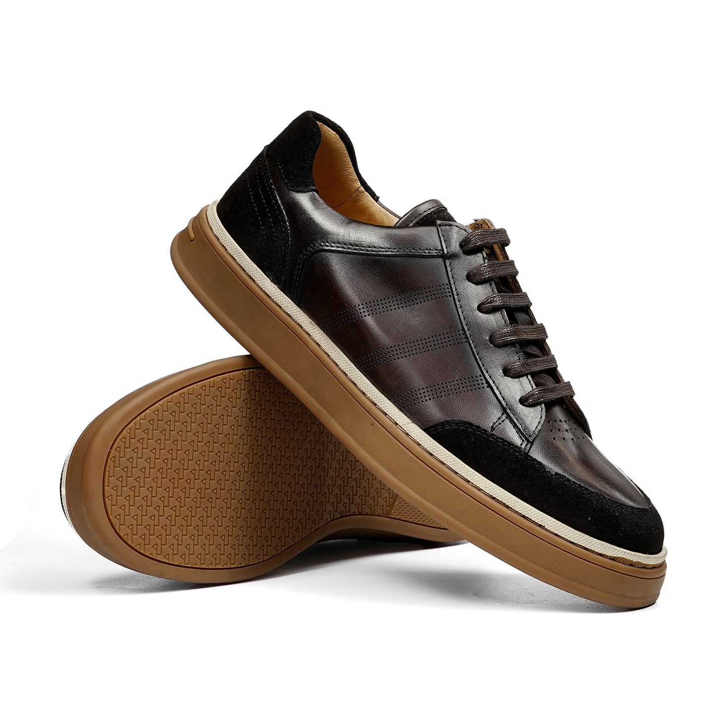 Men's Sneakers | Perforated Stripes & Contrast Heel
