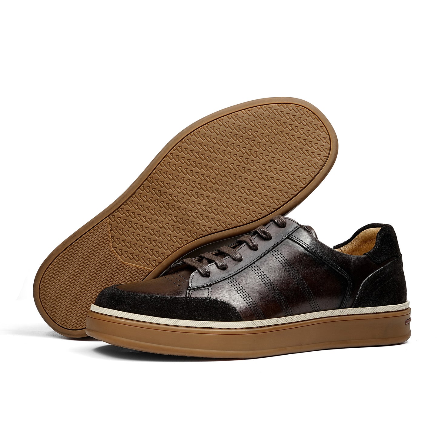 Men's Sneakers | Perforated Stripes & Contrast Heel