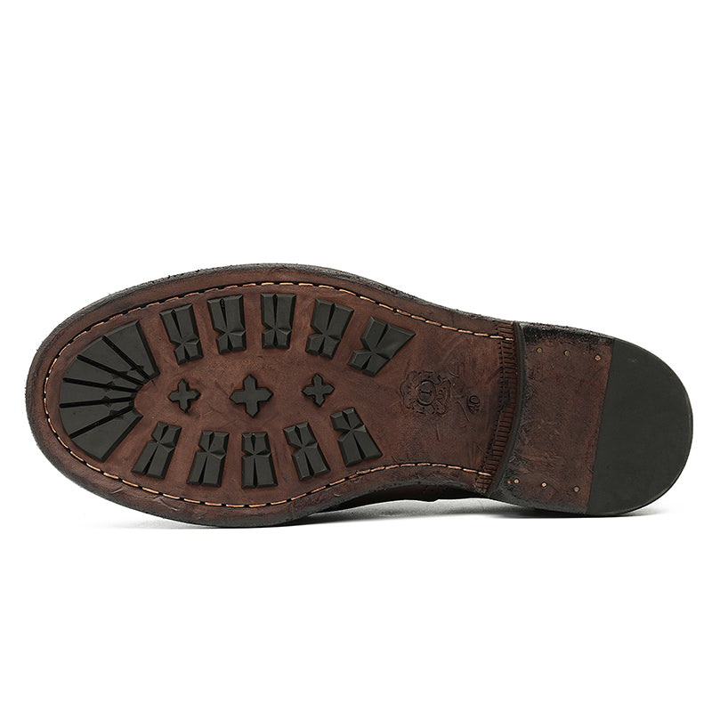 Classical Brogue Derby Shoes for Men – Genuine Horsehide Leather Goodyear Welted Washing Process