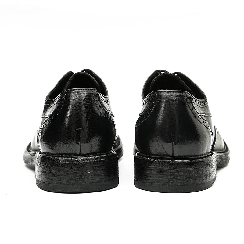 Classical Brogue Derby Shoes for Men – Genuine Horsehide Leather Goodyear Welted Washing Process