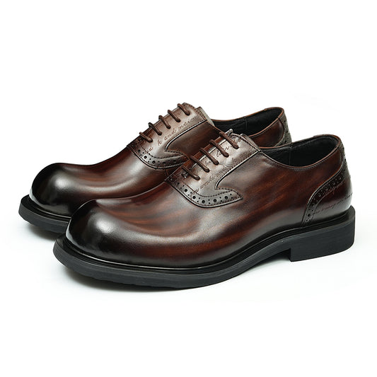 Calf Leather Oxford Shoes for Men Large Toe
