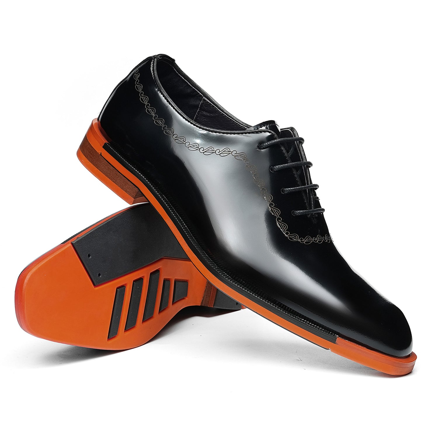 Men's Oxford Dress Shoes with Contrast Trim & Mirror Shine Finish