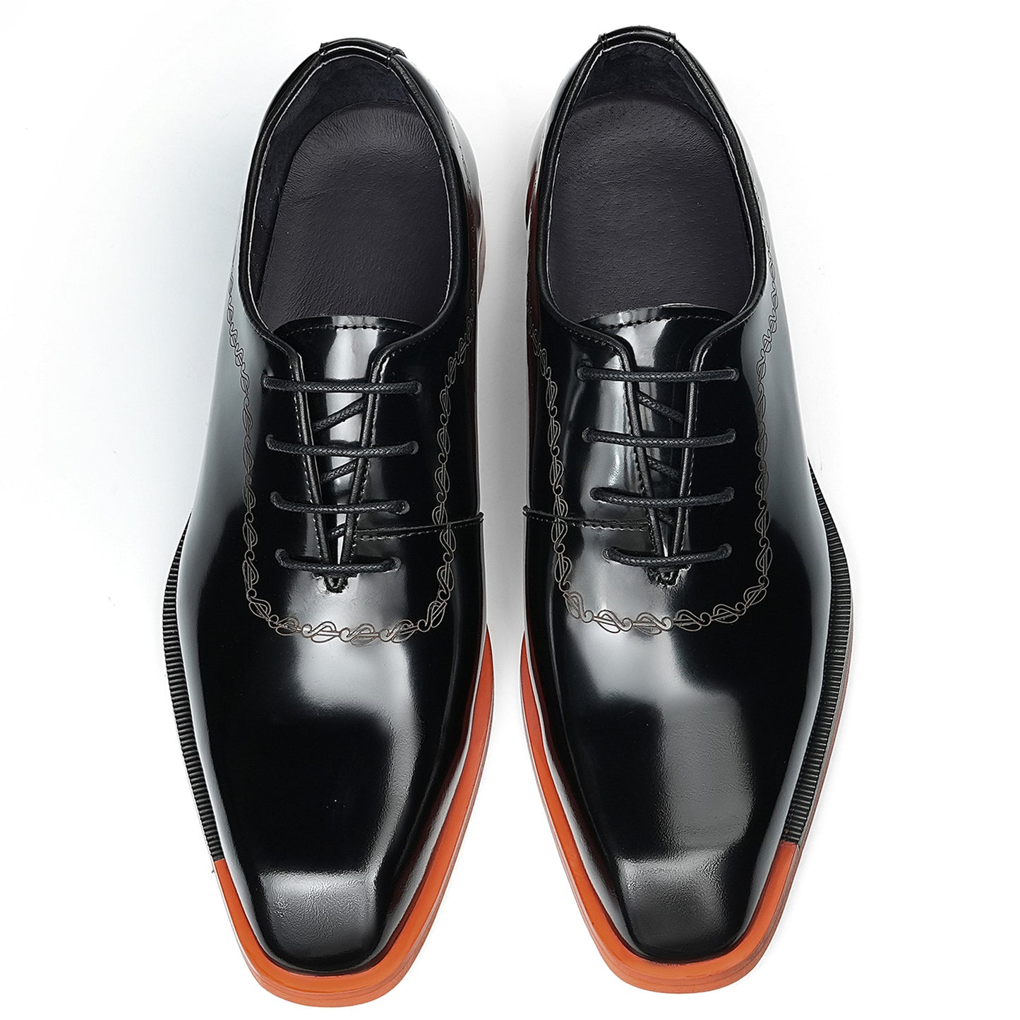 Men's Oxford Dress Shoes with Contrast Trim & Mirror Shine Finish