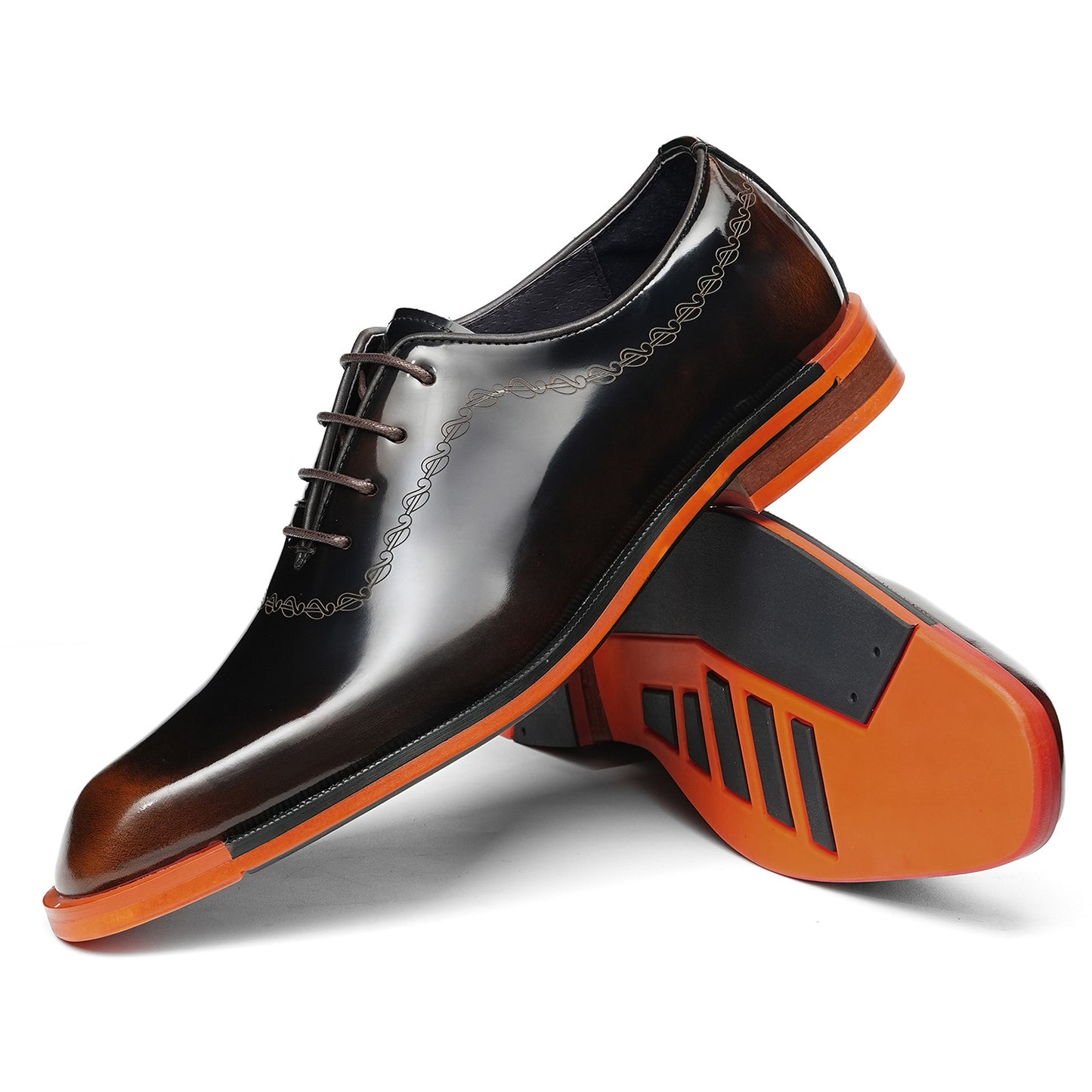 Men's Oxford Dress Shoes with Contrast Trim & Mirror Shine Finish