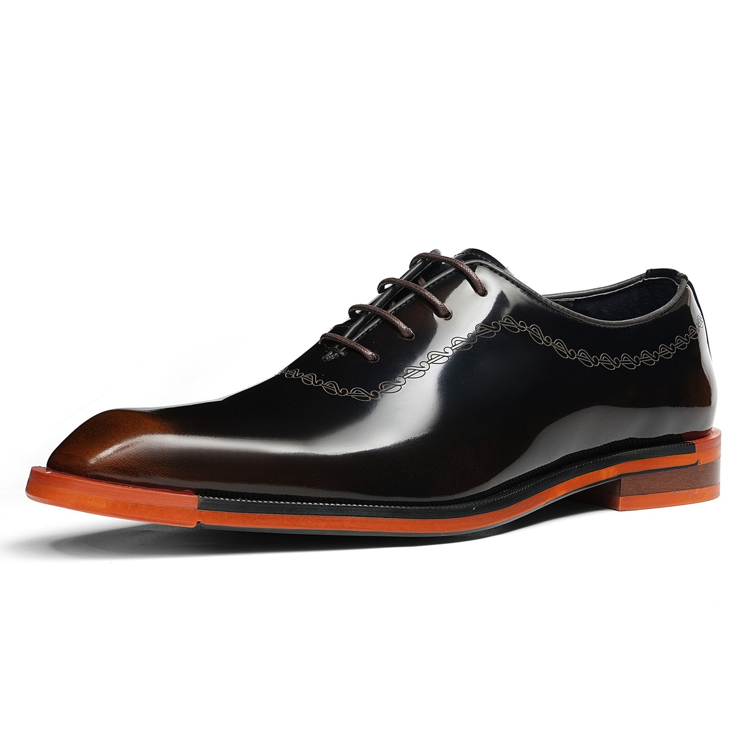 Men's Oxford Dress Shoes with Contrast Trim & Mirror Shine Finish